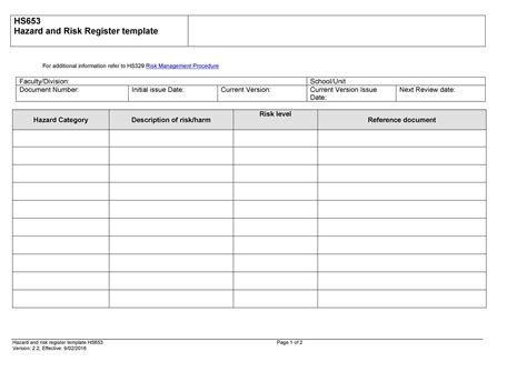 Excel Simple Risk Register Template Risk Management Plan Template Ms