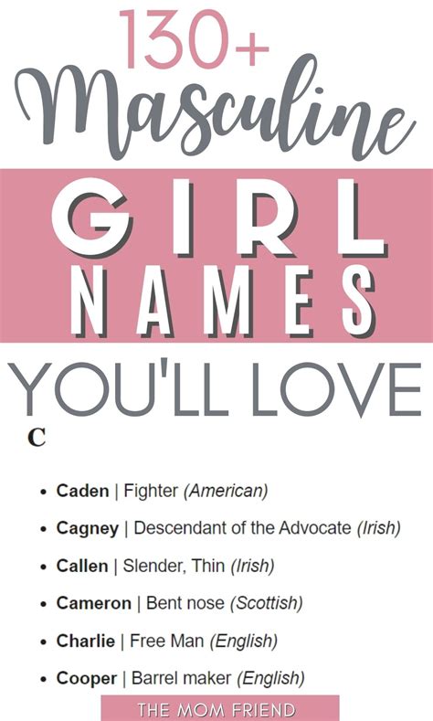 100 Masculine Girl Names With Meanings And Origins The Mom Friend