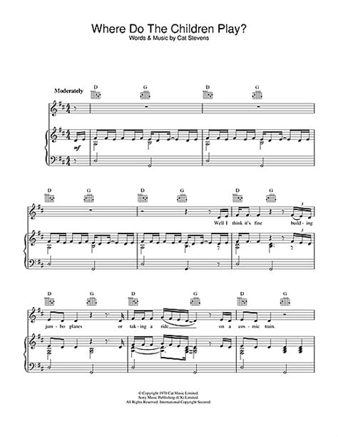 Where Do The Children Play Sheet Music By Cat Stevens Piano Vocal