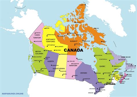 Mapa De Canada Con Ciudades Mapa De Canada Con Nombres Kellydli