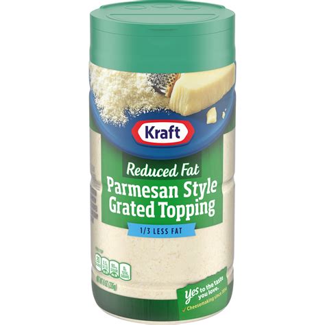 Kraft Parmesan Style Reduced Fat Grated Cheese Topping 8 Oz Shaker