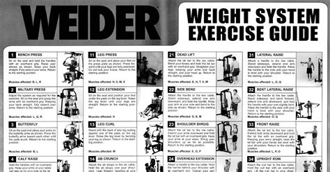 Weider Pro 6900 Exercise Chart Workout Chart Gym Workouts Machines