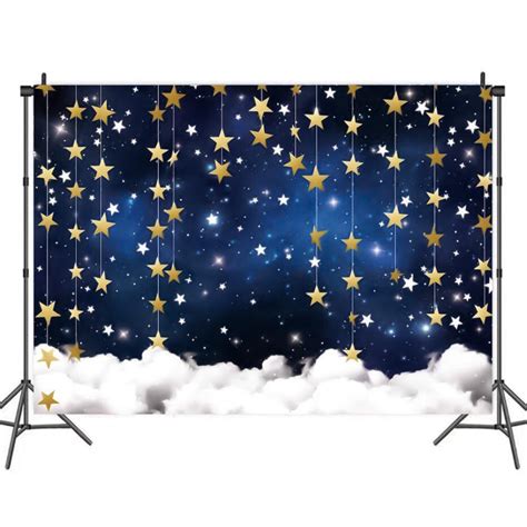 White Cloud Stars Starry Sky Backdrop For Childrens Birthday Party