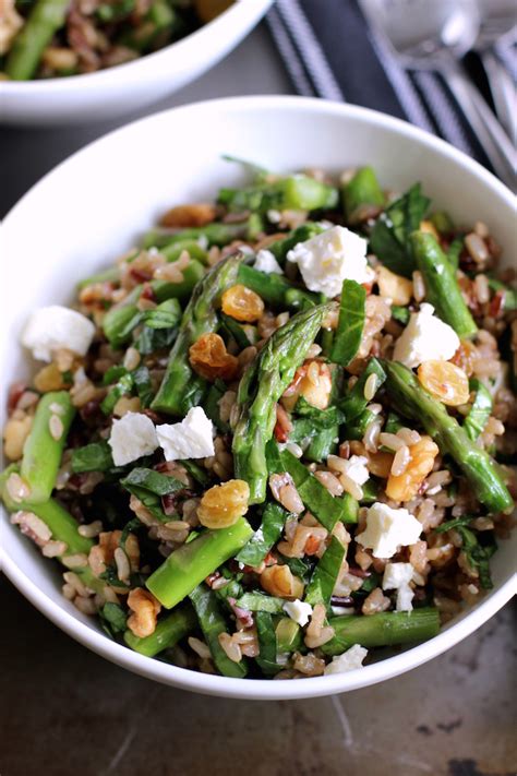 The key to making basmati rice that is light, tender and fluffy is to rinse it first, otherwise, the grains will be gummy and stick together. Brown Rice Salad with Asparagus and Spinach - Green Valley ...