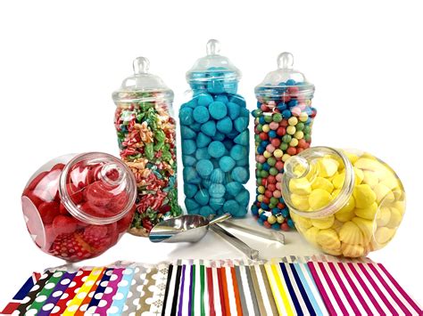 5 Jar Jumbo Plastic Candy Jar Sweet Kit 1 X Tong 1 X Scoop 50 Etsy