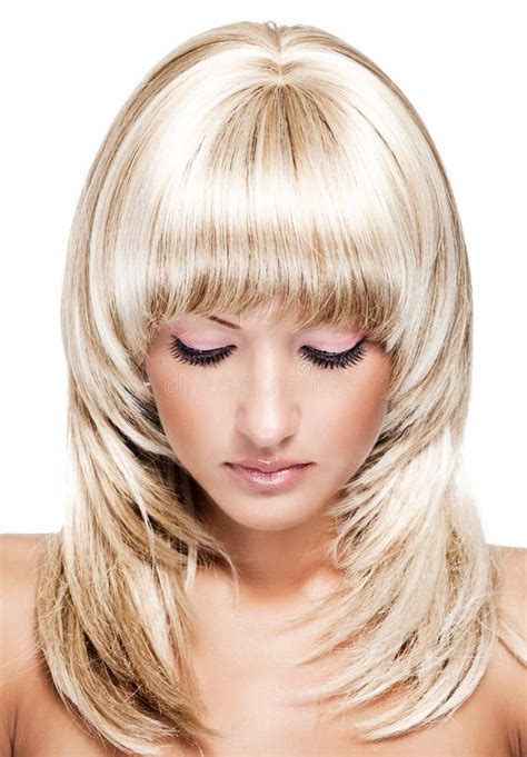 236 Beautiful Blonde Woman Long Healthy Straight Shiny Hair Profile