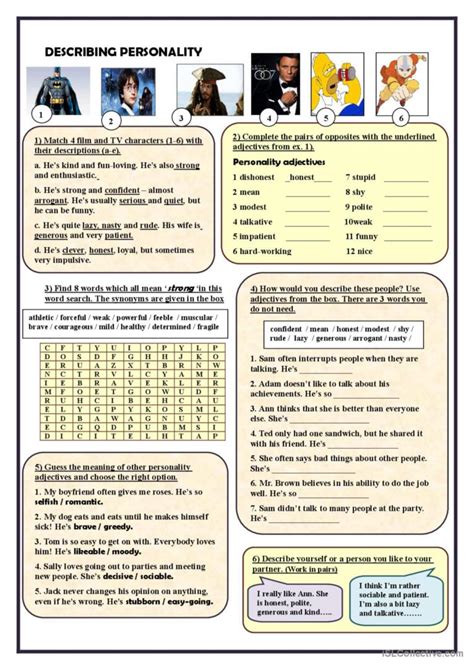 Describing Personality Word Search English Esl Worksheets Pdf And Doc