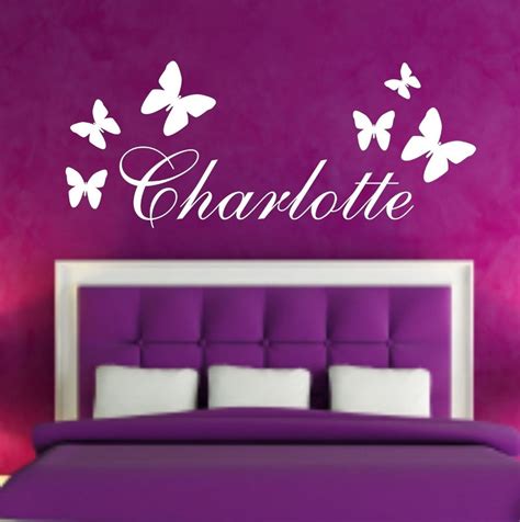 Personalised Butterfly Any Name Vinyl Wall Sticker Art Decal Kids