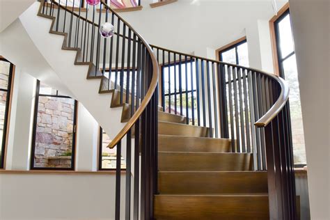 Modern Curved Stair Railing Compass Iron Works