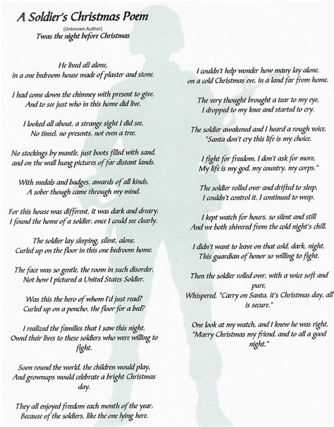 A Soldiers Christmas Poem Christmas Poems Christmas Soldiers