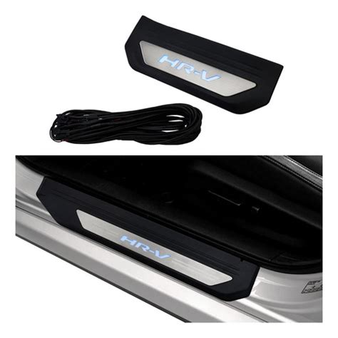 Kit Soleira De Porta Honda Hrv 2013 Cromada Com Led Azul Parcelamento Sem Juros