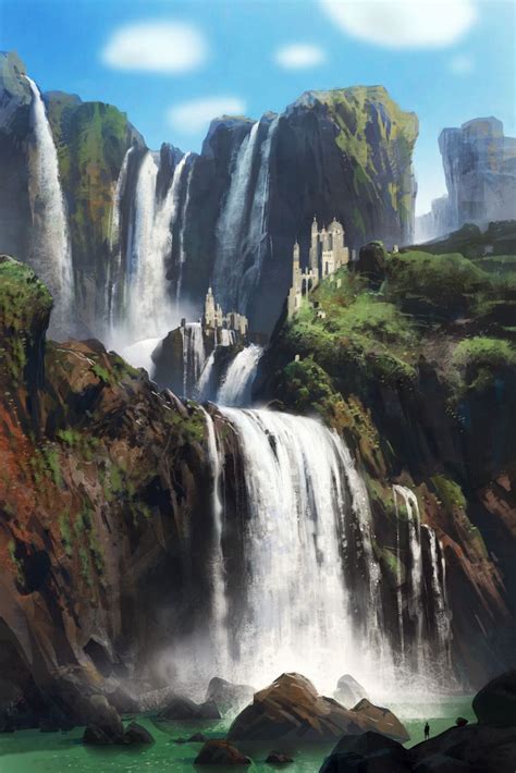 Castles And Waterfalls By Ivany86 Fantasy Landscape Fantasy Art