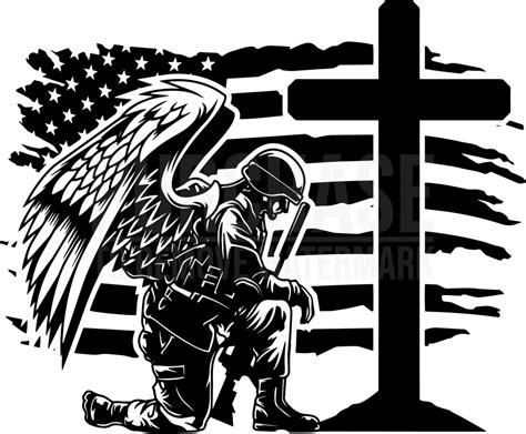 Usa Soldier Kneeling At Cross Svg Veteran Svg American Soldier Svg