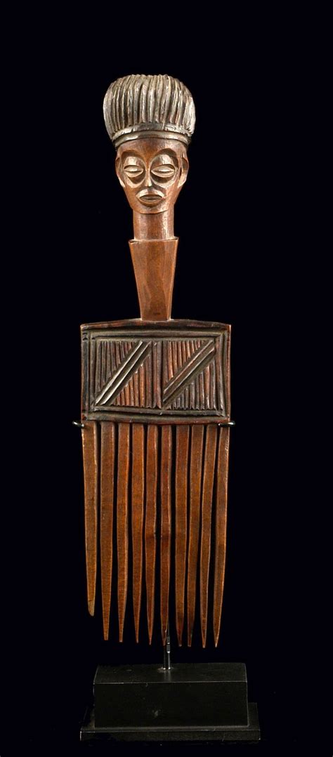 Africa Comb Pick From The Chokwe People Of Dr Congo Wood Matt