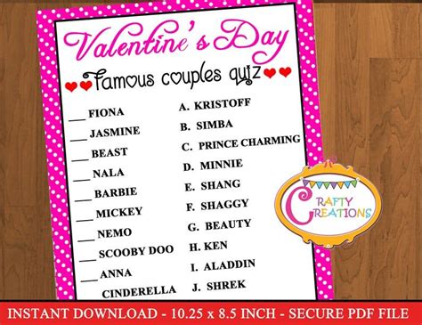 Instant Download Valentines Couples Matching Game Valentines Day