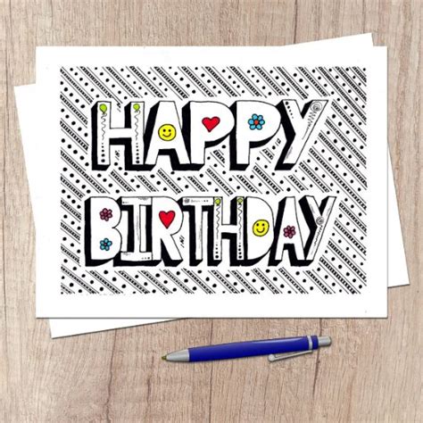 Funky Happy Birthday Card Featuring Print Of Hand Drawn Doodle Design