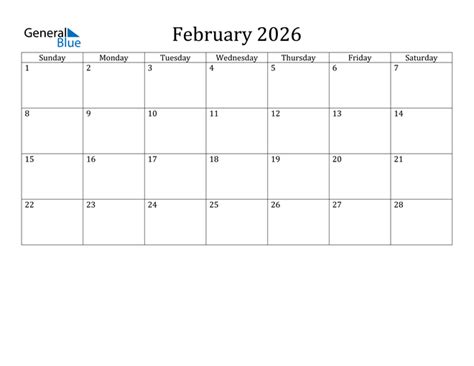 February 2026 Calendar Pdf Word Excel