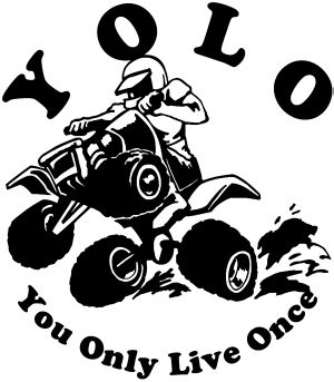 YOLO You Only Live Once Fourwheeler Car Or Truck Window Decal Sticker Rad Dezigns