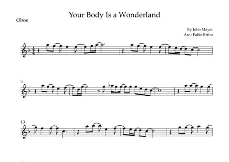 Your Body Is A Wonderland Sheet Music John Mayer Oboe Solo