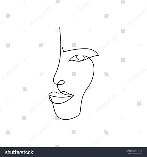 Facial Features Continuous Line Drawing One Royalty Free Stock Vector Avopix Com