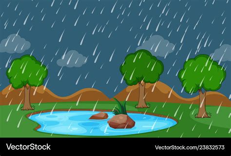 A Nature Raining Scene Royalty Free Vector Image