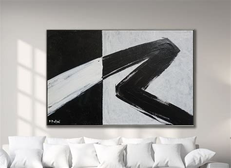 Original Abstract Art Black And White Minimalist X Art