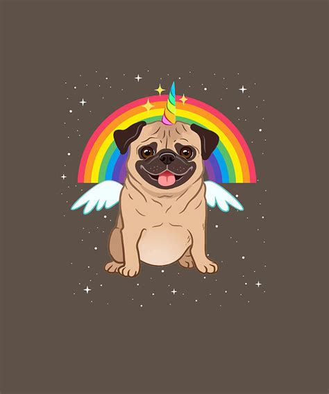 Pug Unicorn T Shirt Girls Kids Space Galaxy Rainbow Pugicorn Tee