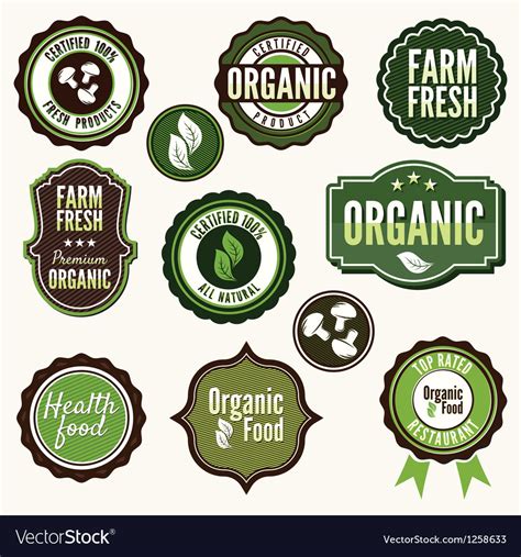 Set Of Organic And Farm Fresh Food Labels Vector Image