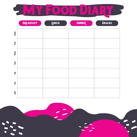 Printable Food Diary Sheets