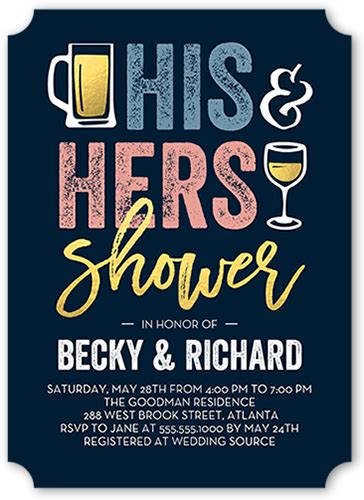 his and hers shower 5x7 bridal shower invitations couples wedding shower invitations wedding