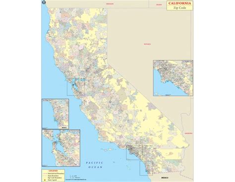 Buy California Zip Code Boundary Map Map Of California