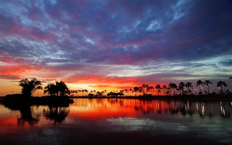 Sunset In Hawaii Hd Desktop Wallpaper Widescreen High