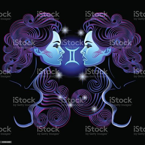 Set Neon Signs Of The Zodiac Gemini Stock Illustration Download Image