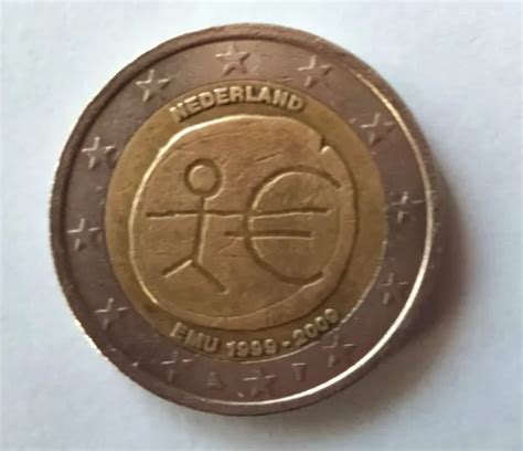 Moneta Da 2 Euro Rara Nederland Emu 1999 2009 Collezione Eur 10000