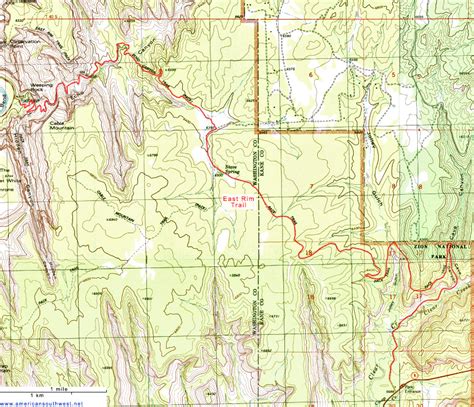 topographic map   east rim trail zion national park utah