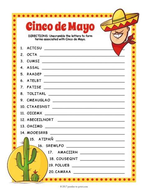 Free Cinco De Mayo Printables Printable Word Searches
