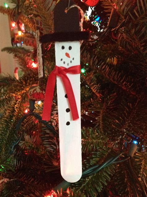 Tongue Depressor Snowman Ornament Christmas Crafts Easy Christmas
