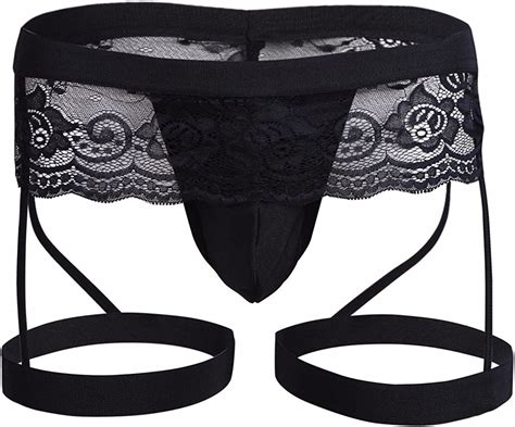 iefiel mens fun sissy lace thong g string underwear with thigh cuffs clothing
