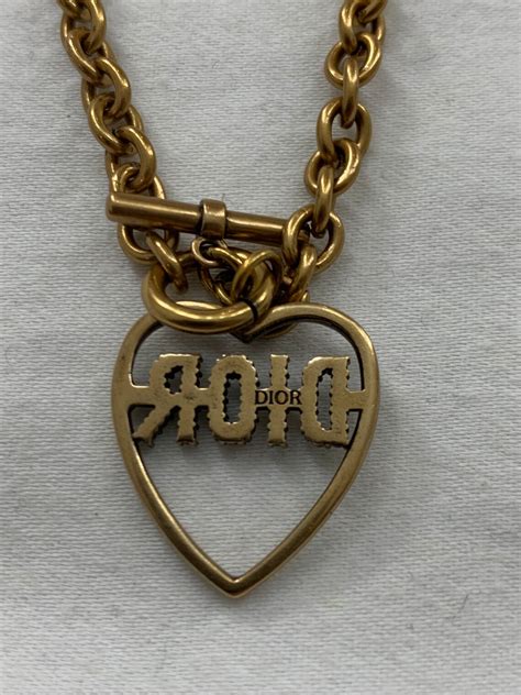 Genuine Christian Dior Gold Heart Necklace With Bag Etsy