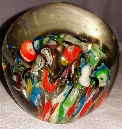 Vintage To Antique Colorful Murano Millefiori Hand Blown Paperweight
