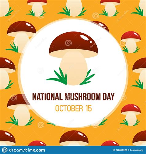 National Mushroom Day Greeting Card Illustration With Edible Mushroom