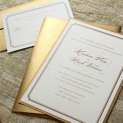 Traditional Wedding Invitation For Gold Theme Wedding Formal Or