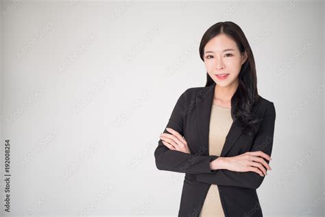 Asian Business Woman Happy Smiling Isolated On White Background