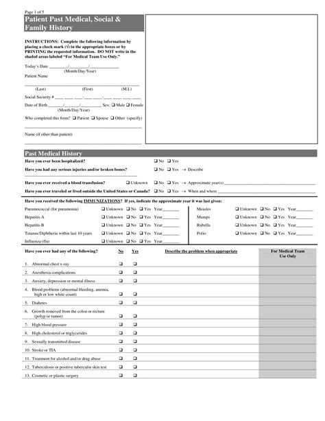 General Printable Medical History Form Template Have You Ever Been