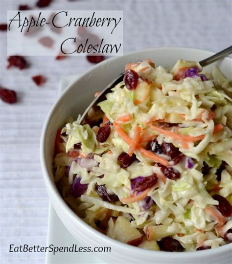 This apple cranberry coleslaw is so easy to make and absolutely delicious. Apple-Cranberry Coleslaw - Eat Better Spend Less