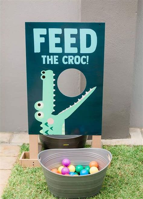 Feed The Croc Ball Toss Game Board From A Chomp Chomp Crocodile Birthday Party On Kara S Party