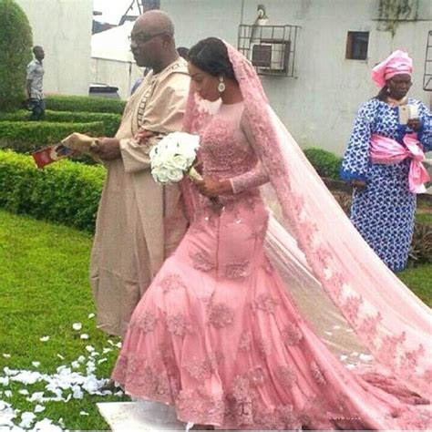 African 2016 Floor Length Wedding Dresses Custom Made Long Sleeve Blush