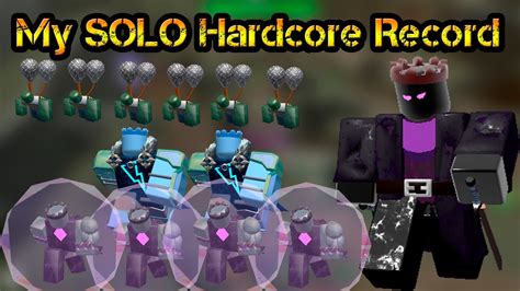 My Record Solo Hardcore Mode Roblox Tower Defense Simulator Youtube