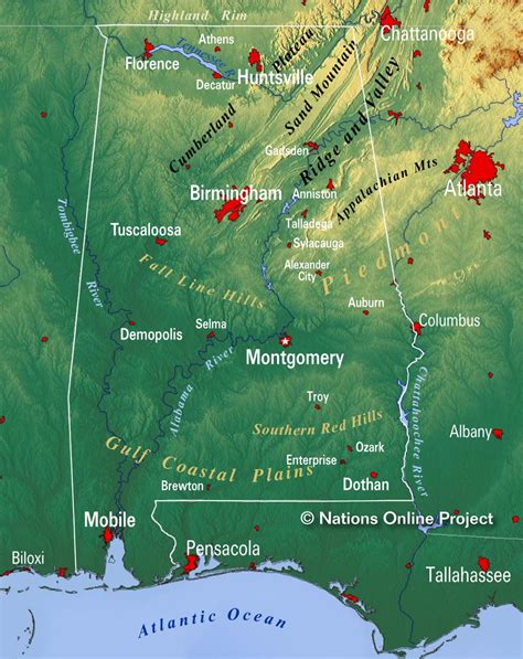 Map Of Mountains In Alabama World Map