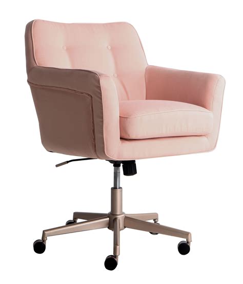 She says the space is constantly being tweaked, but she loves its current décor of white furniture with pops of pink, gold accents, and touches of black patterns throughout. Serta Style Ashland Home Office Chair, Blush Pink Twill ...